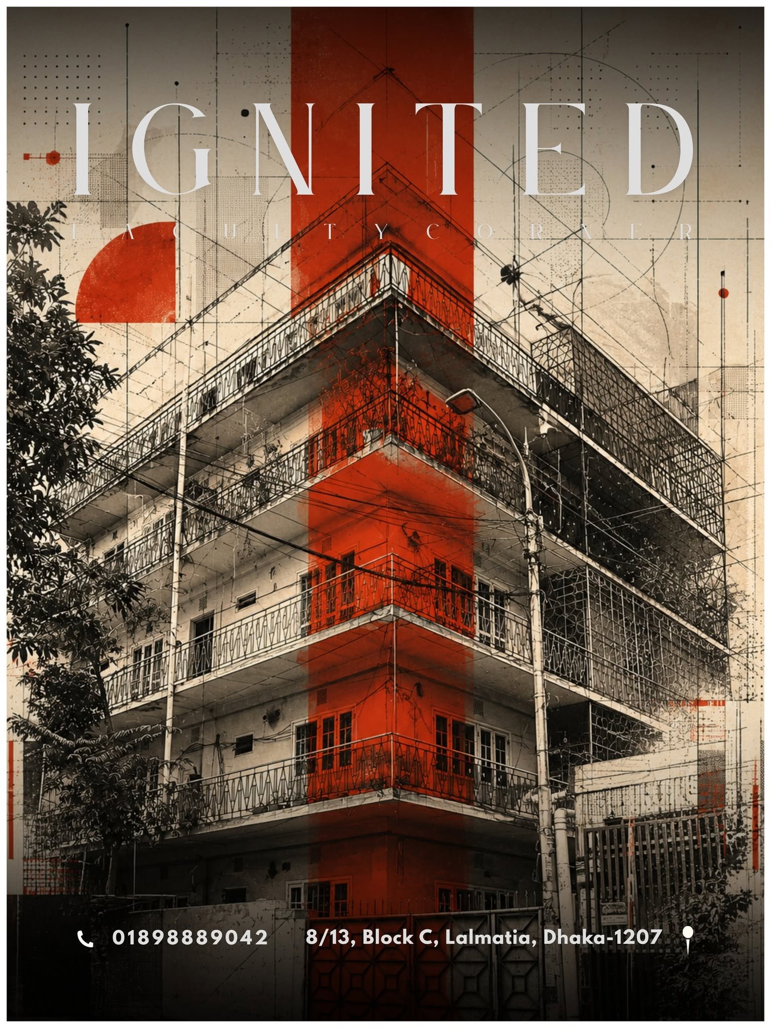 The IgnitED Faculty Corner campus building in Lalmatia, Dhaka